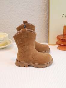1 Pair Girls' Soft-Soled Anti-Slip Comfortable Warm Thermal-Lined Indoor/Outdoor Casual Sports Snow Boots, High-Top Boots For Autumn/Winter - Brown - View 5