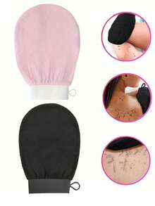 SHEIN X Milania 1pc Deep Exfoliating Glove, Smooth & Radiant - Body Scrub Bath & Shower - Cleanses Dry Dead Skin - Gentle Yet Effective Exfoliating Glove, Korean Exfoliating Glove, Clearly Removes Dead Skin, Ideal For Self-Tanning Or Keratosis Pilaris, Made Of 100% Viscose Fiber Body Scrubber, Bag, Storage Box, Hair Clip