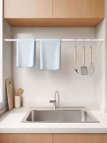 2pcs Adjustable Tension Curtain Rods, Heavy Duty Expandable Rods For Shower, Closet, Window, Towel Rack - Steel And Plastic Home Accessories,Bedroom Room Decor,Back To School - White - View 7