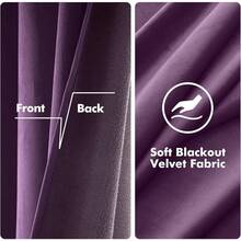 2 Panels Blackout Curtains Solid Soft Grommet Mustard Yellow Thermal Insulated Soundproof Room Darkening Curtains/Drapes/Panels Fall Living Room Bedroom 52 X 90 Inch - 紫色 - 查看 3
