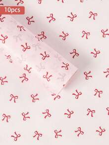 10pcs Pink Bow Tissue Paper For Gift Packaging, Cute Bouquet Packaging For Party Decoration, Gift Packaging For Birthdays, Weddings Gift Box, Gift Wrapping Supplies, Christmas Decorations