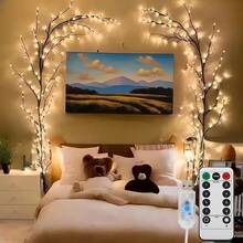 1 pezzo 144/96/72/48 LED Luci a ramo di salice flessibili, 8 modalità, luci a ramo di vite soffici marroni (con controller), luci a ramo di albero artificiale tremolanti, luci decorative, luci LED per parete, scrivania, scale, matrimonio, festa, decorazione natalizia, alimentate tramite USB, decorazione per interni, decorazione natalizia > Illuminazione - Multicolore - Visualizzare 7
