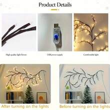 1 pezzo 144/96/72/48 LED Luci a ramo di salice flessibili, 8 modalità, luci a ramo di vite soffici marroni (con controller), luci a ramo di albero artificiale tremolanti, luci decorative, luci LED per parete, scrivania, scale, matrimonio, festa, decorazione natalizia, alimentate tramite USB, decorazione per interni, decorazione natalizia > Illuminazione - Multicolore - Visualizzare 8