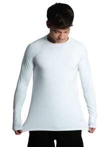 Men's Second Skin Thermal Polyamide Long Sleeve Anti-Odor UV50+ Protection Raglan Gym Training Running T-Shirt - 白色 - 查看 6