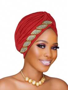 1件亮片派对帽头巾，非洲传统帽，南美帽，西瓜帽，节日帽，镶钻帽，休闲帽，适合派对、节日、送礼，也可作睡帽或睡帽。 - 彩色 - 查看 13