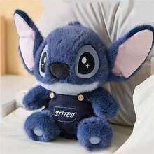 Miniso Disney Stitch Bib Pants Plush Toy Cute Cartoon Character Stuffed Doll Home Decor Accessory Sofa Throw Pillow Festival Birthday Gift 36cm/14.71 Inch - Blue - View 1