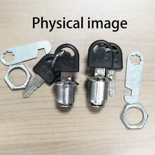 16-20mm 柜锁，带钥匙锁芯和凸轮锁，适用于金属衣柜、员工储物柜和办公桌抽屉 - 坚固耐用的铁质结构，非电动 - 黑色 - 查看 10