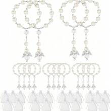 30 de bucăți/set rozariu pentru botez, mărgele acrilice, mini rozarii cu înger pentru prima împărtășanie, cadouri pentru botez (auriu roz)