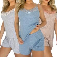 Kit With 3 Comfortable Cotton Pajamas Striped Without Pads Direct From The Factory - 彩色 - 查看 1