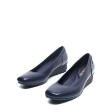 Women's Wedge Shoes Square Close Block Heels Toe Dress Comfortable Wedding Office Pumps - Màu xanh lam - Xem 6