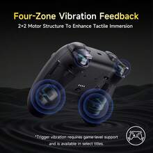 EasySMX X05 Pro Wireless Game Controller, PC Controller, Silent Buttons/Dual-Stage Triggers/8-Way D-Pad/Soft Rubber Grip/Hall Effect Joystick/RGB Lighting/Programmable Buttons/1000mAh Large Battery/Multi-Mode Connection Switch. Compatible With PC/Switch/Mobile/Steam/TV, Dual Vibration Motors, Pulse Triggers. - Black - View 6