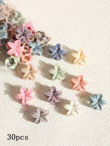 15/20/30pcs Mini Flower Shaped Claw Clips, Brown Tone Small Hair Clips For Bangs & Flyaways Beach Accessories Summer Outfits,Festival,Party - Multicolor - View 8