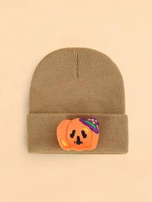 2pcs/1pc Cute Ghost & Pumpkin Pattern Knit Hat, Fashionable, Comfortable, Suitable For 1-3 Years Old/0-6 Months Baby To Wear For Halloween Party And Daily Use