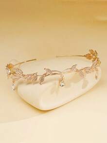 1 قطعة شريط شعر على شكل ورقة مرصع بالراين على طراز الأميرة للبنات، مناسب للارتداء اليومي، الحفلات، أعياد الميلاد، الرقص، عروض المدرسة، المنصة، التصوير الفوتوغرافي، إكسسوار شعر أنيق وجميل