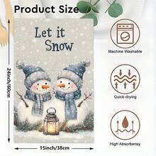 1 set/2 piezas/100 piezas Paños de cocina y paños de platos con diseño de muñecos de nieve con linternas y ramas de pino, adecuados para decoración de interiores en restaurantes, cocinas y baños, decoración de fiestas, regalos festivos, como regalo