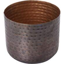 6 Inch Copper Tone Metal Plant Pot With Hammered Design, Decorative Small Succulent Planter - Handcrafted In India - Vintage Copper - View 6