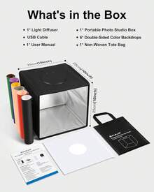 Foldable Photo Studio Light Box 30x30x30cm Portable Mini Shooting Tent Kit With LED Ring Light, CRI97, 6 Color Backdrops & Dimmable Lighting For Jewelry, Product Photography, Online Sellers - 1ft * 1ft - View 2