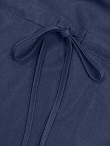 cimmuovere Women's Solid Color Short Sleeve Multi-Pocket Waist Tie Scrubs Nurse Scrubs Workwear Dentist Healthcare Pet Hospital Laboratory Dress