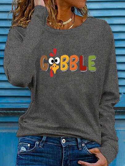Fun Pattern Crew Neck Long Sleeve T-Shirt, Casual Long Sleeve Crew Neck Sweatshirt Autumn/Winter, Autumn/Spring Comfort Casual Pullover, Machine Washable, Holiday Wear, Fashion Style, Loose Fit, Soft Fabric, Perfect Choice