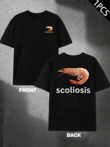 T-shirt con stampa grafica a ragno , T-shirt da uomo con stampa fronte-retro, alla moda, casual, girocollo, in cotone 220 g/m2 (1 pezzo)