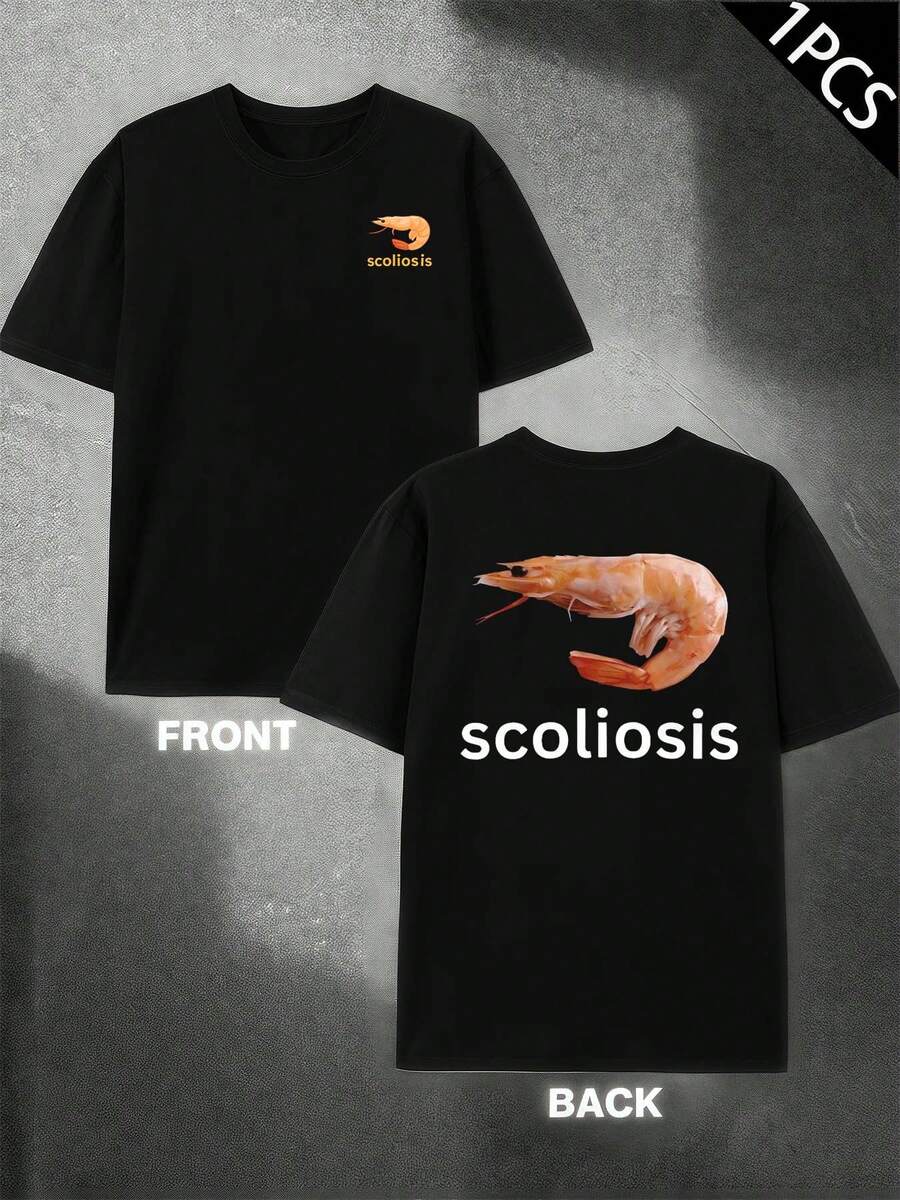 T-shirt con stampa grafica a ragno , T-shirt da uomo con stampa fronte-retro, alla moda, casual, girocollo, in cotone 220 g/m2 (1 pezzo)