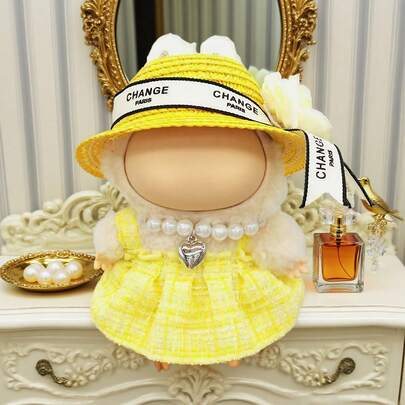 [No Dolls Included] A Piece Of Fr Laboubou Doll Clothes, Retro Plaid Small Fragrance Skirt Suit, Exquisite And Versatile And Cute