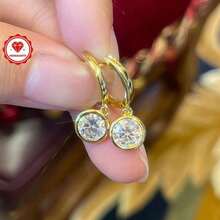 1 Pair Moissanite Earrings 6.5mm Round Moissanite Earrings Style Earrings Fashion Earrings Jewelry Birthday Gift G, Moissanite 6.5mm * 2 Pcs, Total Carat 1.0 Carat * 2 Pcs - 耳環 - 查看 3
