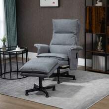 HOMCOM Swivel Recliner Chair And Footstool  Massage Recliner Armchair With Remote  Timer And Steel Base Grey - Grey1 - View 2