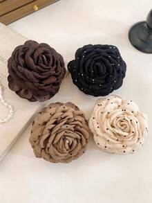 1/2pcs Fashionable Sweet Polka Dot 3D Floral Hair Claw Clips, Gentle Elegant Bun Holder, Large Hair Claw For Ponytail, Elegant Accessory For Going Out, Dates, Parties, Holidays, Ideal Gift For Valentine's Day, Thanksgiving Birthday Winter Hair Clutch Elegant Hair Clips Women Hair Accessories Flower Hair Clip Summer Beach Vacay,Travel - Multicolor - View 3