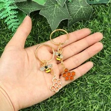 1pc/2pcs Inspirational Gift Keychain With Bee & Sunflower Design, "Be Yourself" & "Thank You For Helping Me Grow" Messages, Motivational Gift, Encouragement Card, Autumn Thanksgiving Accessories School Car Accessories Cute Goth Y2k Halloween Accessories Teachers Day - Orange - View 12