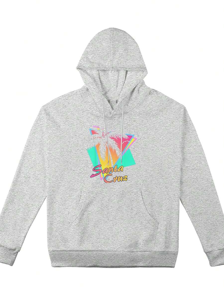 Women's Plus-Size Sweatshirt, Santa Cruz California 70s 80s Summer Retrocasual Style Sweatshirt, A Must-Have For Daily Travel, Suitable For All Seasons. - Grey - View 1