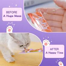 Multi-Function Cat Treat Dispenser Spoon, Suitable For Licking Cat Treats, Squeeze-Style Cat Treat Scoop, Feeder, Large Cat Food Scoop - Multicolor - View 6
