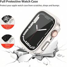 Paquete de 3 estuches rgidos para PC para Protector de pantalla Serie 6 Serie 5 Serie 4 SE 40mm, estuche protector completo con protector de pantalla de vidrio templado para 40mm, Transparente+ Luz de estrella+ Oro rosa - Transparente + Luz de estrella + Oro rosa + 40mm - Ver 5