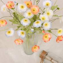 1PC Poppy Flower Simulation Flower Home Decoration Silk Flower Plush Pole Simulation Flower Ornament Hand-Held Flower Party Decoration Wedding Decoration Restaurant Table Simulation Flower Decoration Artificial Flower Branches Including Iron Wire Can Be Folded - Multicolor - View 5
