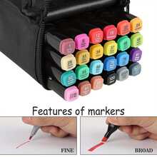 60 Colors Dual Tip Permanent Markers Set Professional Art Markers For Adult Coloring Sketching Illustration Underlining Ideal Halloween Christmas Gifts - 升級款60色套裝 - 查看 7
