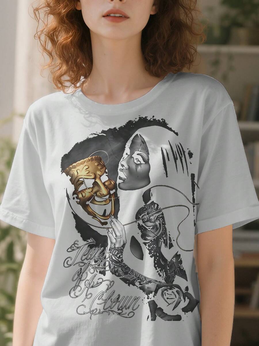 Tears-Of-A-Clown-Tattoo-Lowrider-Homies-David-Gonzales-DGA-Art-'S-T-Shirt - 白色 - 查看 1
