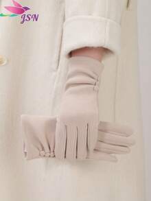 1 Pair Women's Autumn/Winter Touchscreen Thermal Lined Gloves, Fashion Outdoor Sports Cycling Driving Gloves