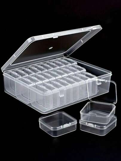 Juego de 30 cajas de almacenamiento de plástico transparente con 1 organizador grande - Organizador apilable de múltiples compartimentos para joyas y cuentas, útil para manualidades, suministros de costura, suministros de resina, arte de uñas, piezas pequeñas, suministros de oficina y ferretería - Estuche de viaje portátil para accesorios de maquillaje y aretes - Almacenamiento para dormitorio, organizador de armario, organizador de escritorio - Regalo ideal para manualidades, relleno de calcetines, regalo de cumpleaños, recuerdos de fiesta de Halloween, regalo de anfitrión de Acción de Gracias, elemento esencial para envolver regalos de Navidad