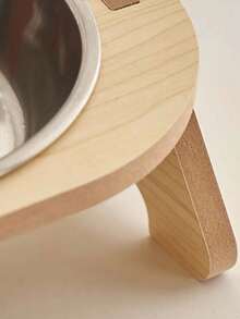 Small Pet Bowl With Stainless Steel Pet Stand, Non-Slip Wooden Frame, Tilted Single/Dual Pet Bowls, Anti-Tipping Anti-Vomiting, Easy Assembly. Cat Supplies, Dog Supplies, Dog Bowls, Cat Bowls, Dog Accessories, Cat Accessories, Suitable For Small And Medium Dogs And Cats.