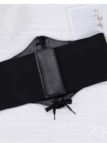 larrycard Women Corset Punk Black Wide Belt Leather Slimming Body Belts For Women Cummerbunds Elastic High Waist Belt Female Dress Corsets