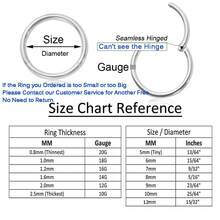 1 pièce Anneau de nez Septum 1,0 mm 1,2 mm Anneau pour Narine Septum Cartilage Hélix Daith Tragus Rook Conque Lèvre Lobe d'oreille Piercings Acier inoxydable chirurgical 316L Boucles d'oreilles charnières sans soudure, Diamètre 5 mm-16 mm