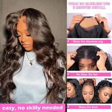NARNI 34 Inch Wear And Go Glueless Wigs Human Hair 250% Density Pre Plucked Pre Cut 6x4 HD Body Wave Lace Closure Wigs Human Hair For Women 5x5 Glueless Human Hair Wig Wear To Go Natural Black - Natural Black - View 10