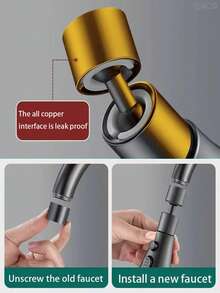 1pc 720° Swivel Kitchen Faucet Extender, Splash-Proof Faucet Sprayer Head, Water-Saving Sink Faucet Aerator