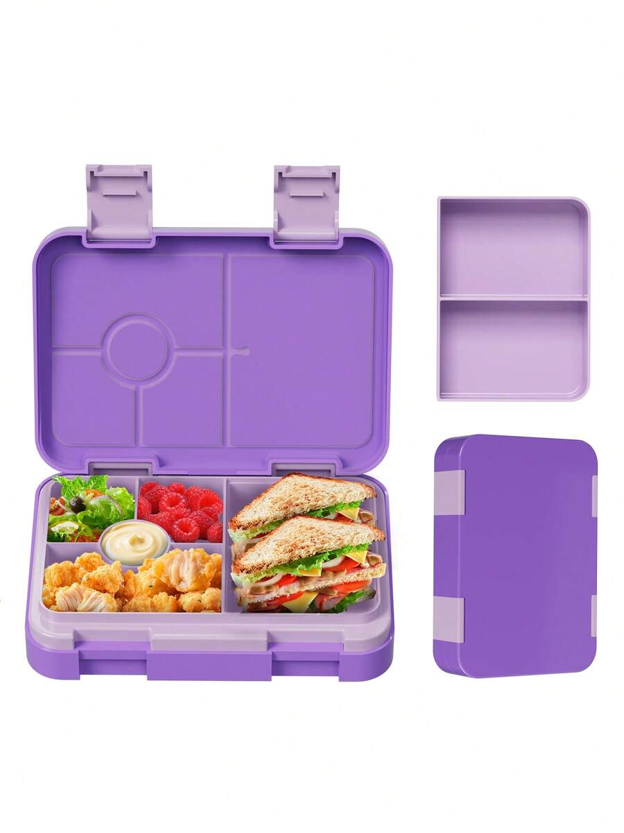 Bento Lunch Box – Leakproof Lunch Container with 5 Compartments, Reusable Meal Prep Snack Box, Portion Control Lunchbox for Kids & Adults, School, Office, Travel & Picnic Food Storage - 紫色 - 查看 1