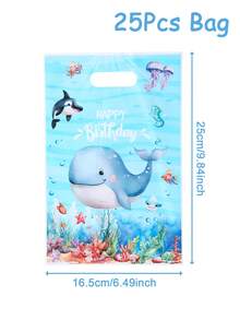 10/25/50 Stücke Meerestier Geschenktüte, Geschenkverpackungstüte, Unter-dem-Meer Party Gastgeschenktüte mit Wal, Qualle, Delfin Design, Tragetasche, Baby Dusche Kleine Geschenktüte, Geschenkverpackungstüte, 1. Geburtstag Party Deko, Gender Reveal Party Zubehör, Baby Jungen & Mädchen Party Deko, Baby Dusche Party Zubehör, Erste Geburtstag Party Deko