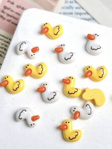 20 Pieces (Random Colors) Cartoon Nail Art Diamond Ornaments 3D Little Duck Resin Animal Cute And Adorable DIY Nail Accessories
