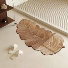 1/3 buah Keset Anti Selip Penyerap Air Kamar Mandi, Keset Diatomit Motif Daun Cokelat, Set Kamar Mandi, Keset Toilet Berbentuk U, Keset Kaki Penyerap Air Wastafel, Ketebalan 2,5 mm Dekorasi Kamar Mandi Dapur Dekorasi Natal Karpet Dapur - Coklat - View 3