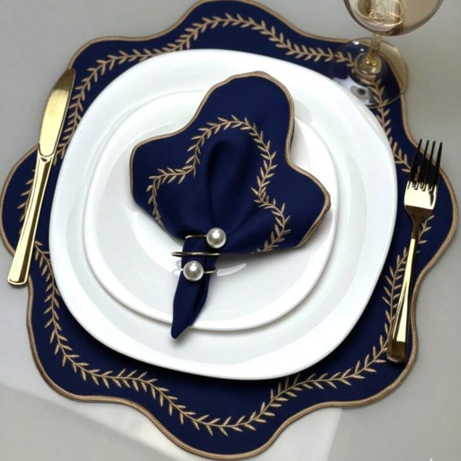 Placemat Kit, Embroidered Placemat, Round/Rectangular Table Placemat And Napkins - 帕里斯.馬里尼奧 - 查看 1