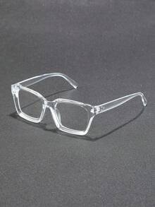 1/2pairs Men Square Frame Simple Delicate Classy Aesthetic Popular Design Clear Glasses For Back-To-School Essentials,Reading,Office Outfit Accessories