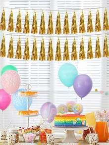 1/2 Set de borlas de metal con lámina de oro, borlas de guirnalda, adecuado para bodas, despedidas de soltero, fiestas temáticas, fiestas de cumpleaños